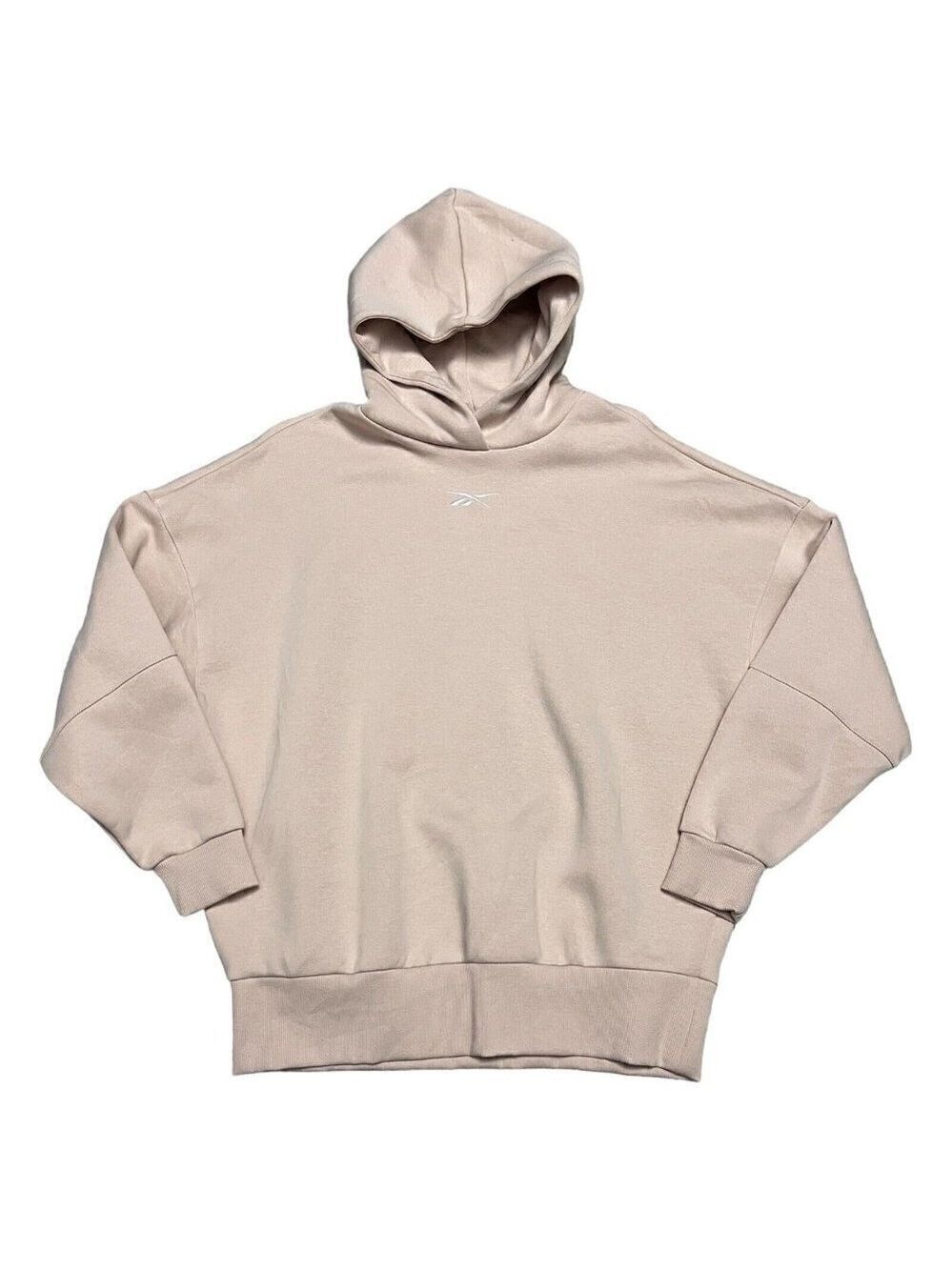 Reebok Peach Designer Oversized Relaxed Hoodie Sweatshirt - Womens Small